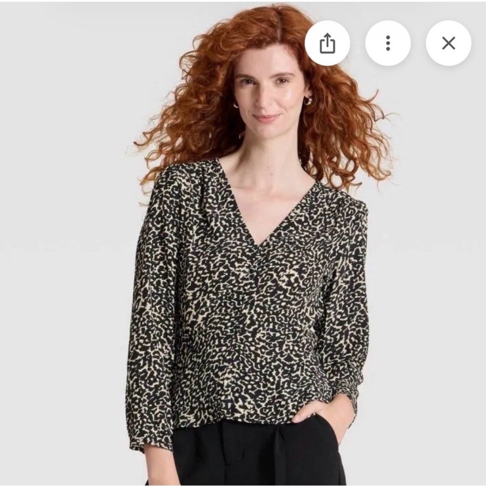 NWT Women's A New Day Black and White Animal Print Top S, Business Casual